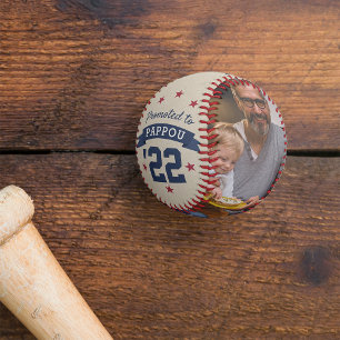 Promoted to Pappou   New Grandfather Photo Baseball