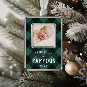 Promoted to Pappous Baby Photo Grandpa Silver Plated Framed Ornament