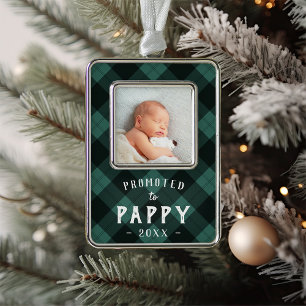 Promoted to Pappy Baby Photo Grandpa Silver Plated Framed Ornament