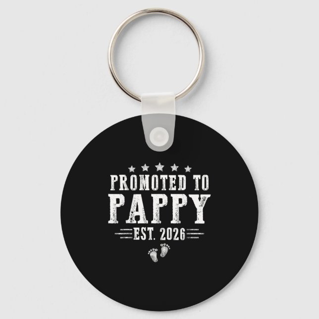 Promoted To Pappy Est.2026 Father's Day First Time Key Ring (Front)