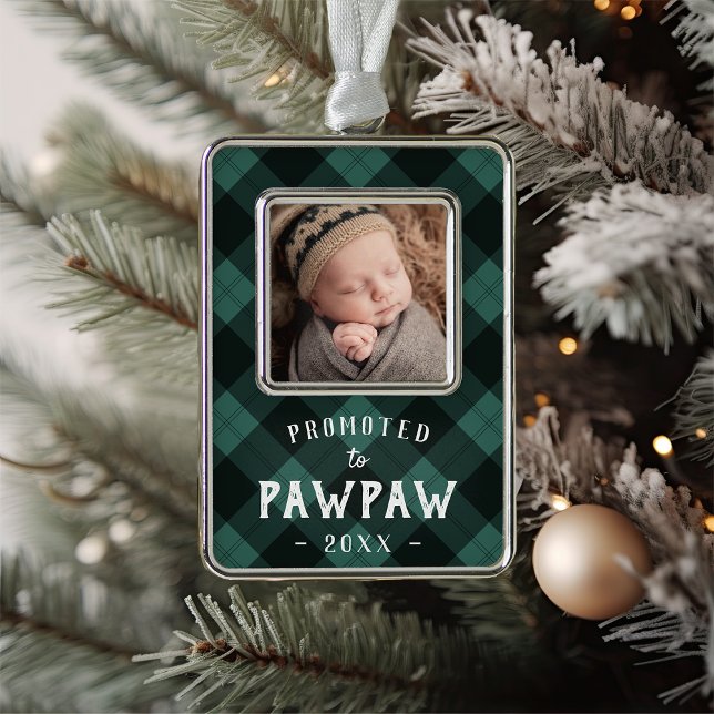 Promoted to Pawpaw | Baby Photo Grandpa Silver Plated Framed Ornament (Creator Uploaded)