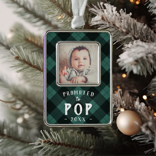 Promoted to Pop Baby Photo Grandpa Silver Plated Framed Ornament