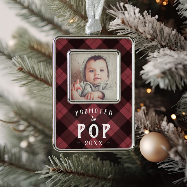 Promoted to Pop | Baby Photo Grandpa Silver Plated Framed Ornament (Creator Uploaded)