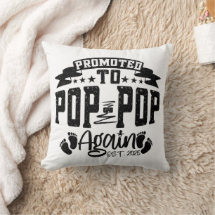 Promoted To Pop Pop Again Est 2024 Funny Grandpa  Cushion