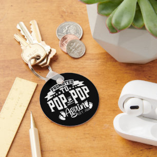 Promoted To Pop Pop Again Est 2024 Funny Grandpa  Key Ring