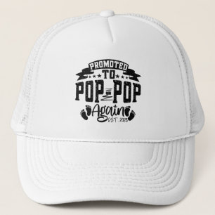 Promoted To Pop Pop Again Est 2024 Funny Grandpa Trucker Hat
