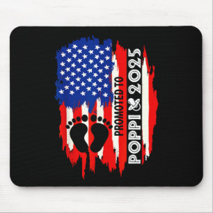 Promoted To Poppi 2025 Fathers Day Proud Expecting Mouse Pad