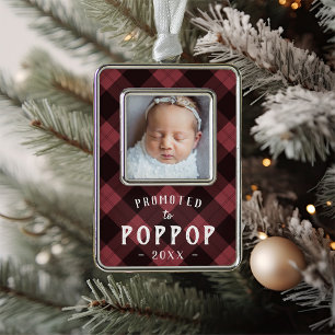 Promoted to Poppop Baby Photo Grandpa Silver Plated Framed Ornament