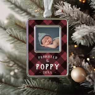Promoted to Poppy   Baby Photo Grandpa Silver Plated Framed Ornament