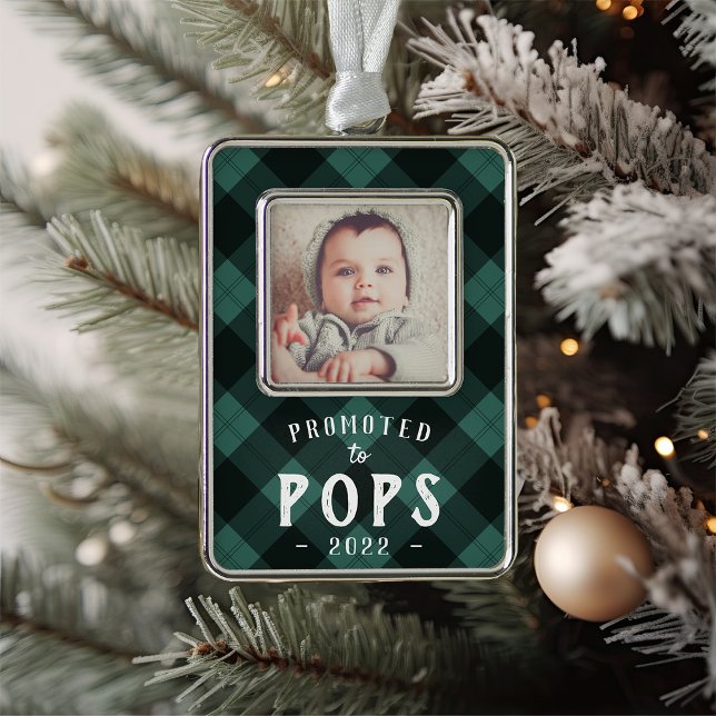 Promoted to Pops | Baby Photo Grandpa Silver Plated Framed Ornament (Creator Uploaded)