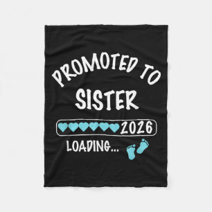 Promoted to Sister 2026 Boy Baby Gender Reveal Fleece Blanket