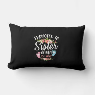 Promoted To Sister Again Est 2022 Flower Lumbar Cushion