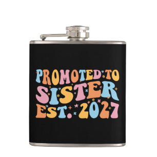 Promoted To Sister Est 2027 Big Sister Hip Flask