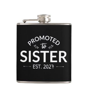 Promoted To Sister Est 2027 Big Sister II Hip Flask