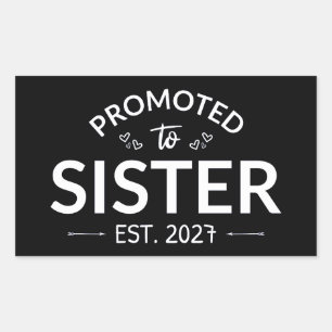 Promoted To Sister Est 2027 Big Sister II Rectangular Sticker