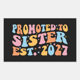 Promoted To Sister Est 2027 Big Sister Rectangular Sticker
