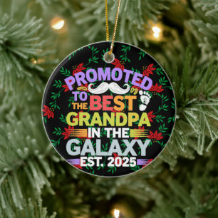 Promoted to the Best Grandpa in the Galaxy Vintage Ceramic Ornament
