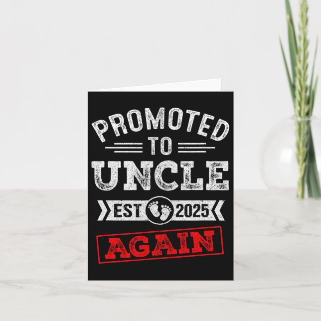Promoted To Uncle Again 2025 Pregnancy Announcemen Card (Front)