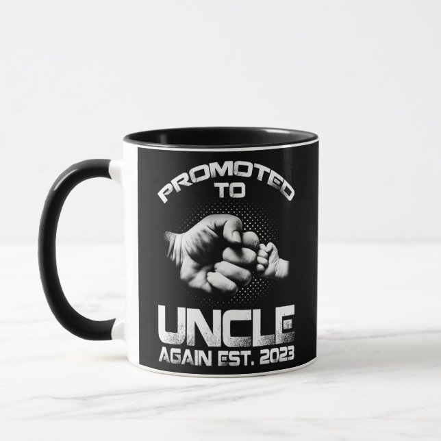 Promoted To Uncle Again Est 2023 Funny Fathers Mug (Left)