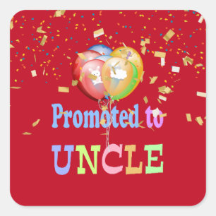Promoted to Uncle, colourful design, Square Sticke Square Sticker