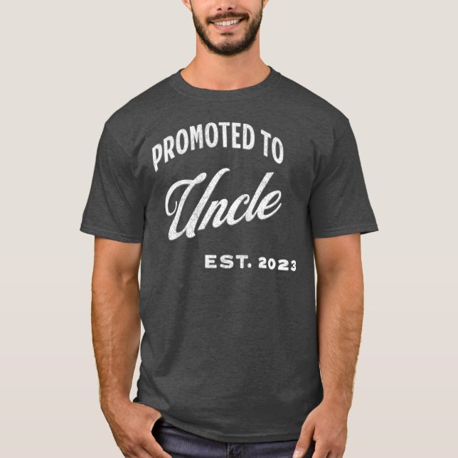 Promoted To Uncle Est. 2023 For First Time Uncle T-Shirt (Front)