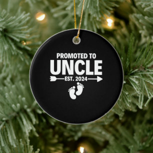 Promoted To Uncle Est 2024 Father s Day Ceramic Ornament