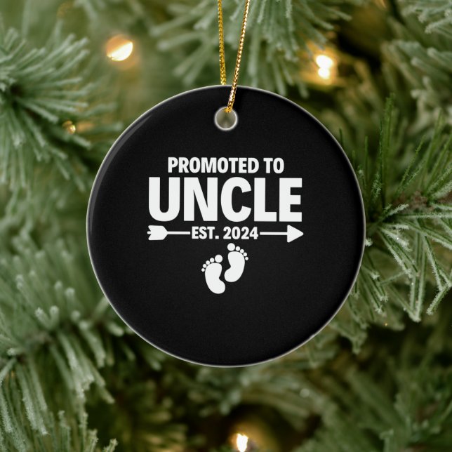 Promoted To Uncle Est 2024 Father s Day Ceramic Ornament (Tree)
