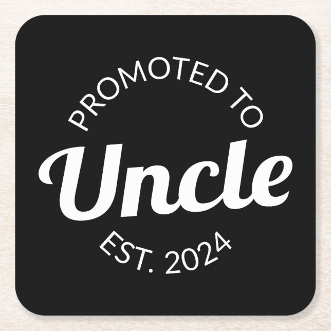 Promoted To Uncle Est. 2024 I Square Paper Coaster (Front)