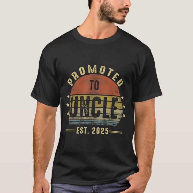 Promoted To Uncle Est 2025 New Uncle Fathers Day F T-Shirt (Front)