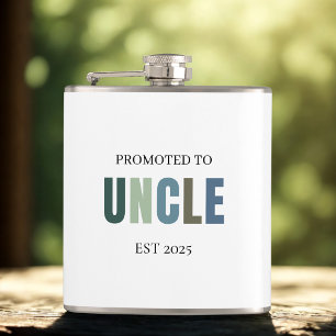 Promoted to Uncle EST 2025   Personalised Gift Hip Flask
