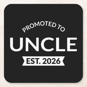 Promoted To Uncle Est. 2026 II Square Paper Coaster