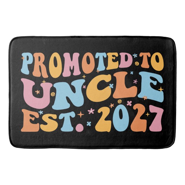 Promoted To Uncle Est 2027 New Uncle Bath Mat (Front)