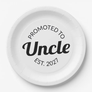 Promoted To Uncle Est 2027 New Uncle I Paper Plate