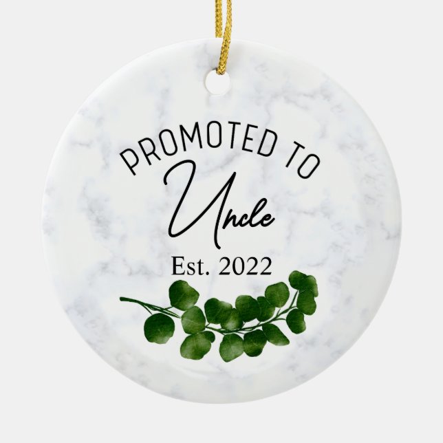Promoted To Uncle Ornament, Pregnancy Announcement Ceramic Ornament (Front)