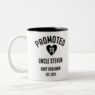 Promoted to Uncle Personalised Baby Name Two-Tone Coffee Mug