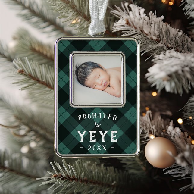 Promoted to Yeye | Baby Photo Grandpa Silver Plated Framed Ornament (Creator Uploaded)