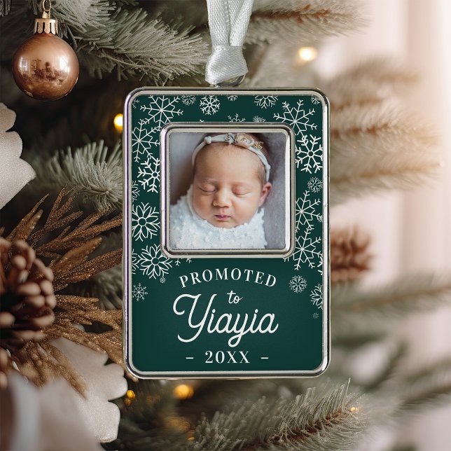Promoted to Yiayia | Baby Photo Grandma Silver Plated Framed Ornament (Creator Uploaded)