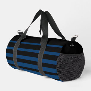 Promotion Company Logo Name Blue Striped Black Duffle Bag