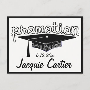 Promotion Graduation Typography Hat Save The Date Postcard