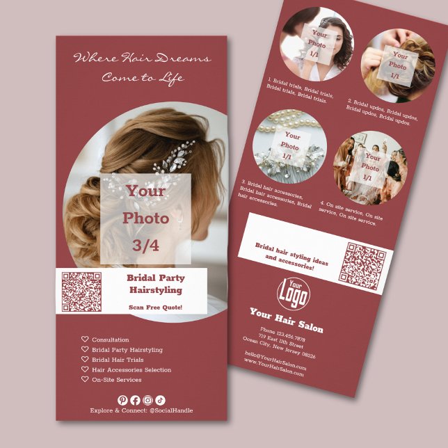 Promotion Hair Salon Bridal Party Hairstyling Rack Card (Promotion Hair Salon Bridal Party Hairstyling Rack Card)