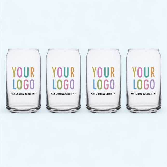 Promotional Beer Can Pint Glass with Logo Set of 4 (MISOOK 16 oz Can Glass Set of 4 with Logo)