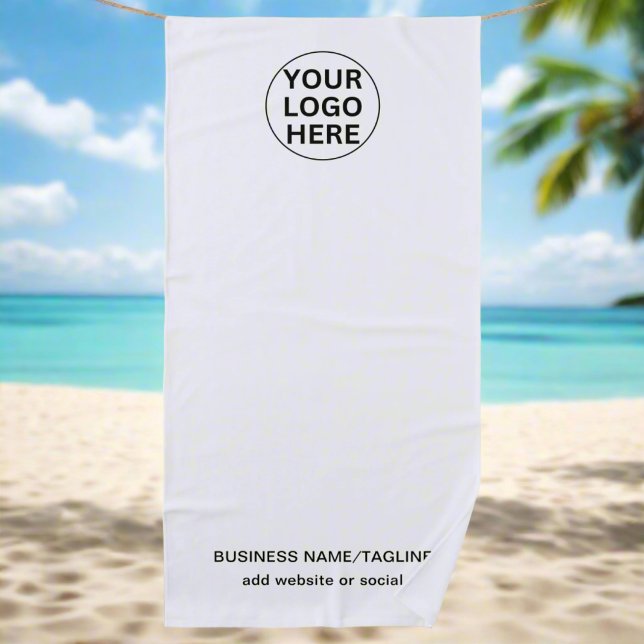 Promotional Black & White Business Logo & Text  Beach Towel (Creator Uploaded)