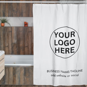 Promotional Black & White Business Logo & Text Shower Curtain