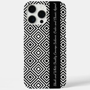 Promotional Black White Tiles Pattern Tagline iPhone 16 Pro Max Case