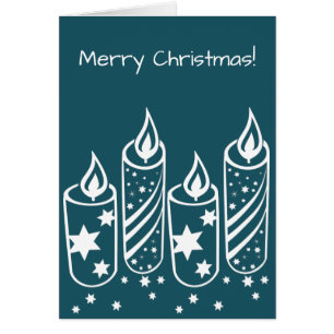 Promotional Blue Candles Merry Christmas Card