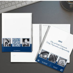 Promotional Blue & White Collage Business Planner