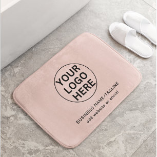 Promotional Blush Pink Business Logo & Text  Bath Mat