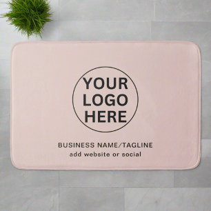 Promotional Blush Pink Business Logo & Text  Bath Mat