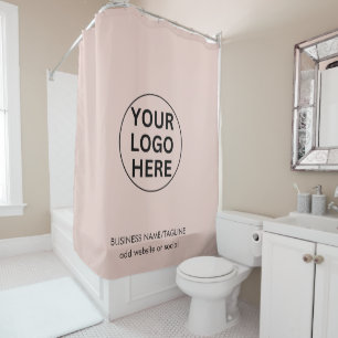 Promotional Blush Pink Business Logo & Text Shower Curtain