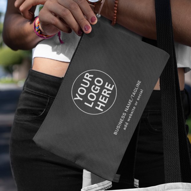Promotional Branded Grey Company Professional Logo Accessory Pouch (Creator Uploaded)